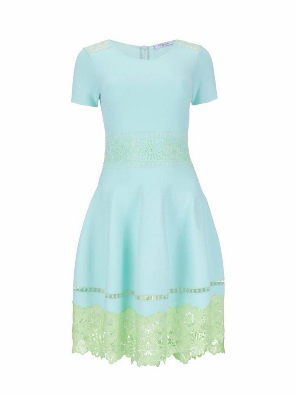 Blumarine aqua & mint green fit and flare dress lace luxurious a gem sz M